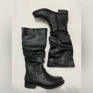 Faux Black leather boots